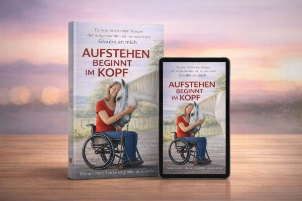 Bundle aus gedrucktem Buch und E-Book „Aufstehen beginnt im Kopf – Nichts hindert dich“ von Marion Bender, KopfHoch Verlag