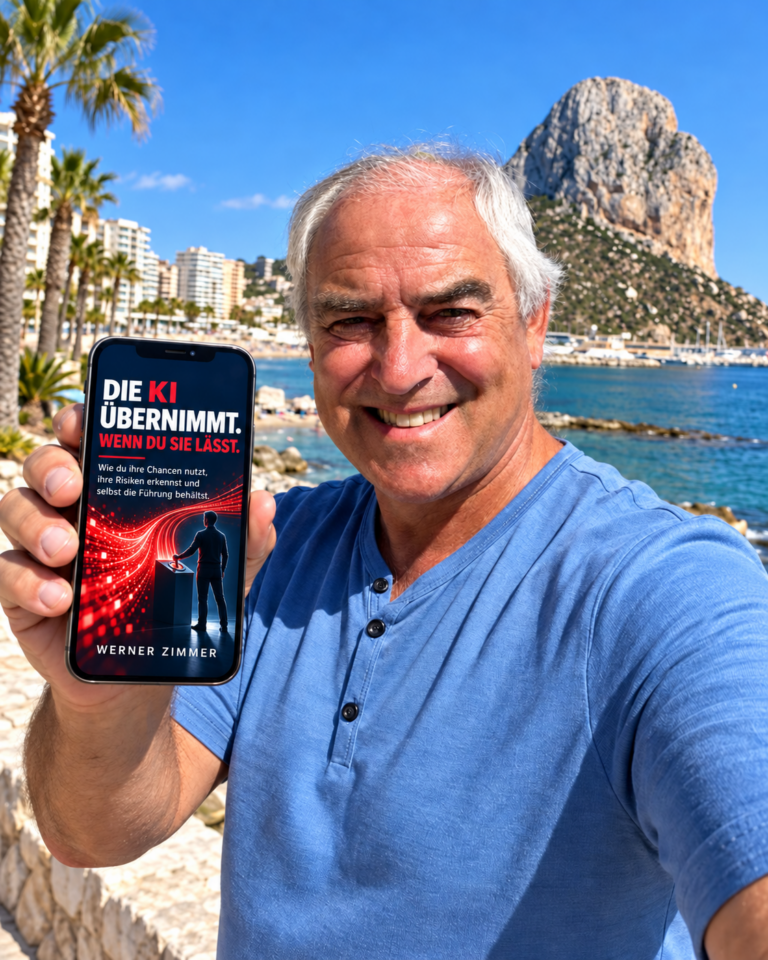 Werner Zimmer mit dem E-Book Die KI übernimmt. Wenn du sie lässt.